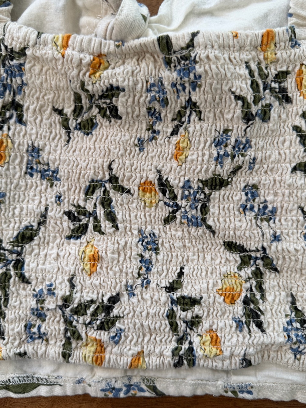 Midnight Sky Lemon-Print Linen Blend Cropped Tank w/ Smocked Back - Large *EUC* - Picture 7 of 10
